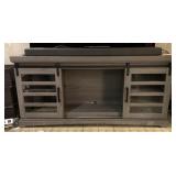 GRAY MODERN ENTERTAINMENT STAND WITH BARN DOOR