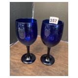 TWO COLBOLT GLASSES.