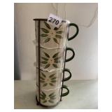 TEMPTATIONS MUGS W/ STORAGE RACK