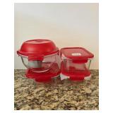 SET OF 4 GLASS FOOD STORAGE CONTAINERS WITH SNAP
