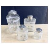 HAND PAINTED ENAMEL BATHROOM SET VINTAGE