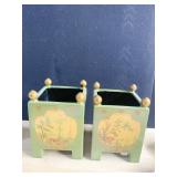 PAIR CERAMIC PLANTERS 7" H X 5" SQUARE