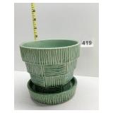 VINTAGE MCCOY PLANTER & SAUCER BAMBOO PATTERN