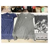 TWO STYLISH LADIES DRESSES AND LONG BLACK SKIRT