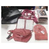 MEMOREX CD CASE, SCOURING PADS, CLEAR PURSE, ETC.