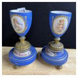FRENCH HAND PAINTED PORCELAIN W/ CHERUB ON FRONT