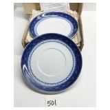 SET OF FOUR BLUE CANTON TEACUP SAUCERS VISTA