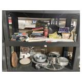 THE SHELF LOT INCLUDING CORELLE BAKING DISHES,