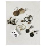 PIERCED EARRINGS, CROSS, DROPS, TORTOISE SHELL