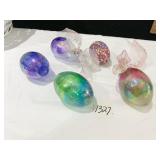 5 GLASS EGG SHAPE ORNAMENTS