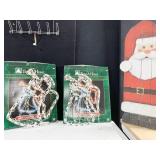 LIGHTED ANGELS & WOODEN SANTA