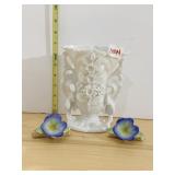 1986 PIA BONE CHINA PAIR OF FLOWERS AND WHITE