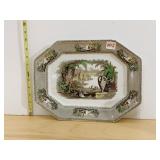 A LANTHUS STONEWARE CASTLE SCENE PLATTER, NICE