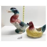 MALLARD DUCK PLANTER AND LAYING HEN PLANTER