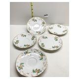 FIVE VISTA ALEGRE FLORAL DESIGNED TEACUP SAUCERS