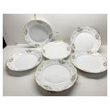 VISTA ALEGRE SET OF SIX FLORAL DINNER PLATES IN