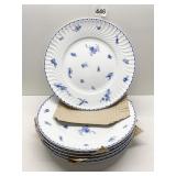 VISTA ALEGRE SET OF SIX BLUE BIRD PATTERNED