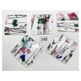 FIVE ART GLASS COASTERS