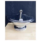 CHROME LAZY SUSAN PEDESTAL COVERED DISH