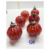 6 RUBY RED KUGEL STYLE INDIA GLASS ORNAMENTS