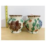 PAIR OF HAND PAINTED MEXICAN POTS / PLANTERS