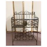 27X14X37 IRON WINE HOLDER WITH GREEN MARBLE PREP