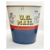 VINTAGE MR. ZIP US MAIL METAL WASTE CAN