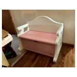 LITTLE TIKES PINK AND WHITE TOY CHEST/BENCH