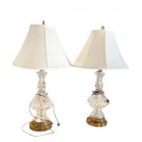 2 CRYSTAL LAMPS 32"H