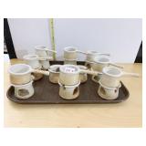 8 HAND THROWN POTTERY BUTTER WARMERS COMPLETE