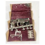 OAK OLD CASE W/ SEWING MACHINE ATTACHMENTS IN