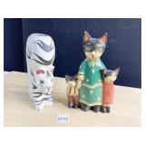 WOODEN CARVED CATS