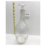 VINTAGE FLORAL DESIGNED DECANTER WITH SLIGHT