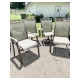 4 CAST ALUMINUM CHAIRS 2 SWIVEL BASE GOOD