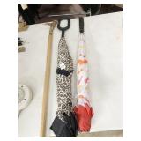 TWO UMBRELLAS AND DEER ANTLER HANDLED CANE