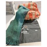VERY SOFT GREEN FRINGED WRAP, AFGHAN, NEW TOTE