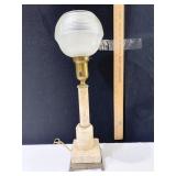 MARBLE CENTER LAMP WITH FROSTED SHADE