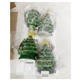 FOUR CERAMIC LIGHTED TREE BATTERY OPERATED