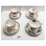 FOUR TEACUPS AND MATCHING SAUCERS-SEE PICS