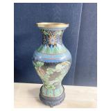 CLOISONNE VASE ENAMEL BIRD DESIGN