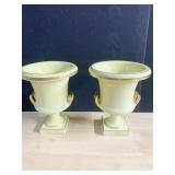 PAIR TAC TRENTON POTTERY VASES 8 H