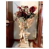 CHERUB W/ URN CENTER FLORAL ARRANGEMENT 29" H W/
