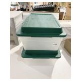 2 SMALL STORAGE BINS WITH LIDS