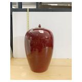 BURGUNDY TALL GINGER JAR WITH LID