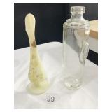 FENTON BUD VASE WITH PAPER STICKER SIGNED J BROWN