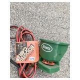 BOOSTER CABLES AND SCOTTS SEEDER