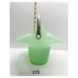 LOVELY GREEN GLASS BRIDAL BASKET WITH METAL