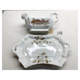 VINTAGE FISH GRAVY BOAT AND PLATE