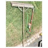TILLER W/ MANUAL LAWN WEASEL, WIDE PUSH BROOM