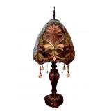 TIFFANY STYLE STAINED GLASS LAMP W/ HANGING 31"H